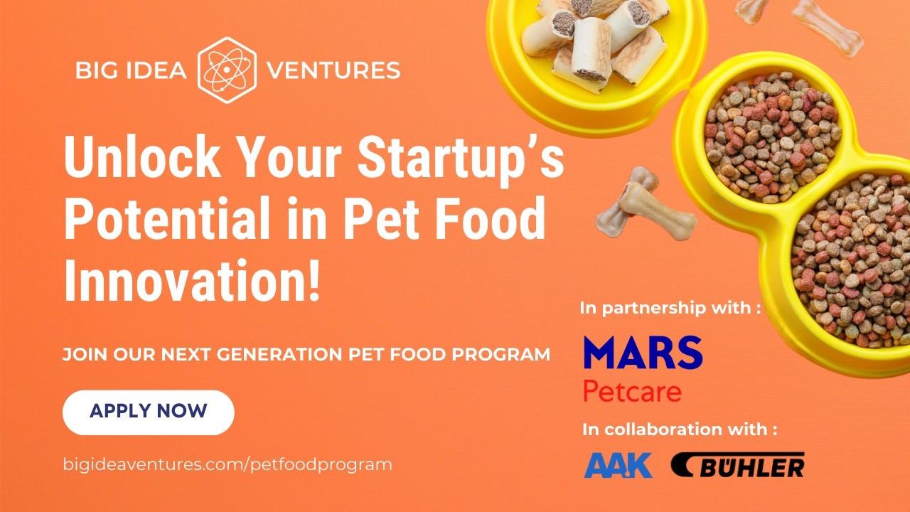 Buenas noticias: Big Idea Ventures, en colaboración con Mars Petcare y Bühler Group, lanza el programa Next Generation Pet Food.